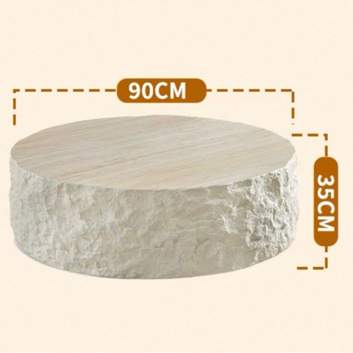 KITKE Modern Travertine Round Coffee Table - Radical Homes Singapore