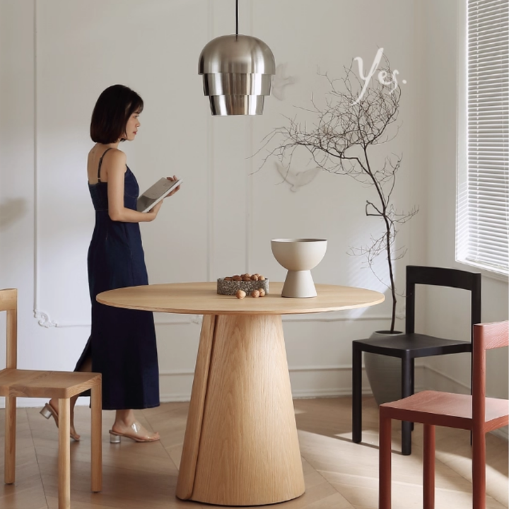 YISHE Solid Wood Round Dining Table - Radical Homes Singapore