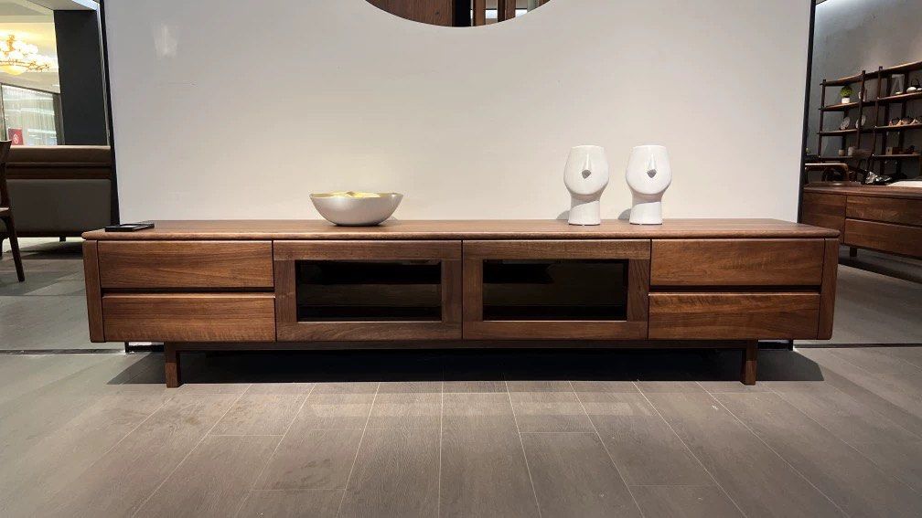 HAROL Modern Solid Walnut Wood TV Console - Radical Homes Singapore