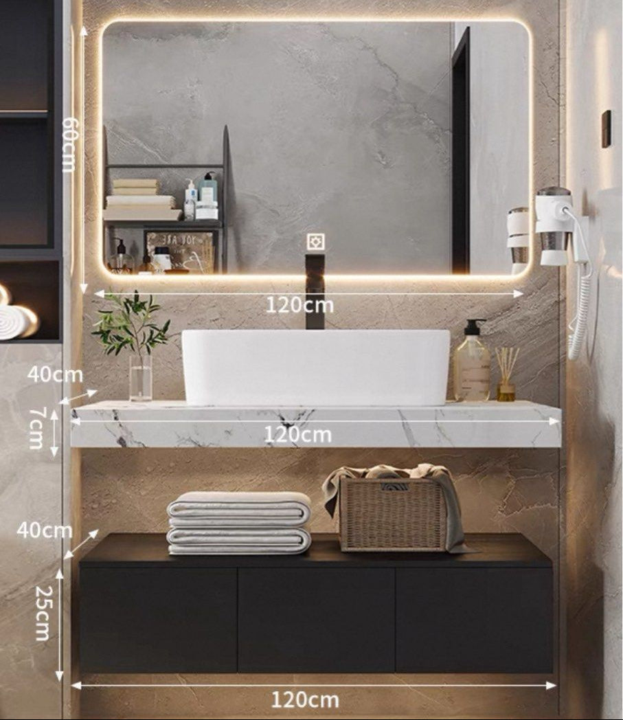 BRISA Modern Sintered Stone Vanity Sink - Radical Homes Singapore