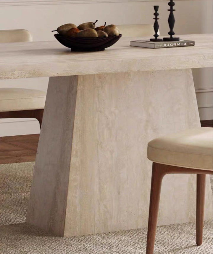 CALVERA Modern Travertine Dining Table - Radical Homes Singapore