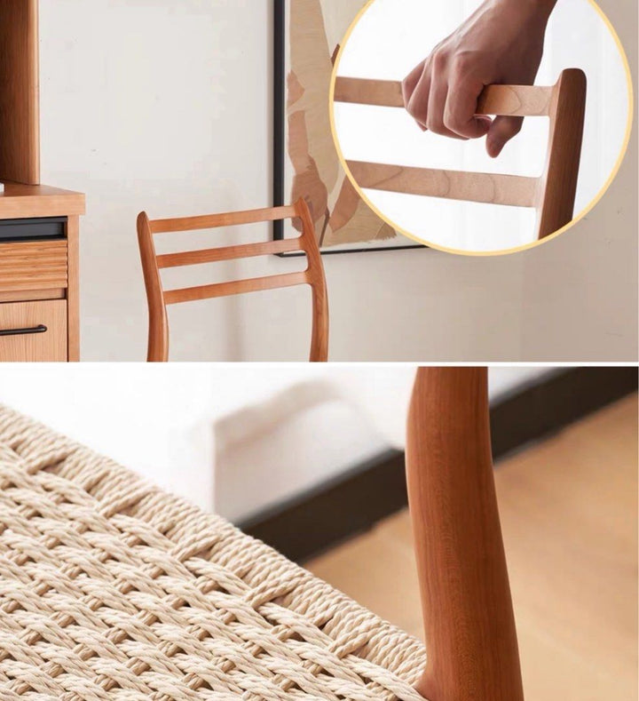 SERIO Solid Wood & Rattan Dining Chair - Radical Homes Singapore