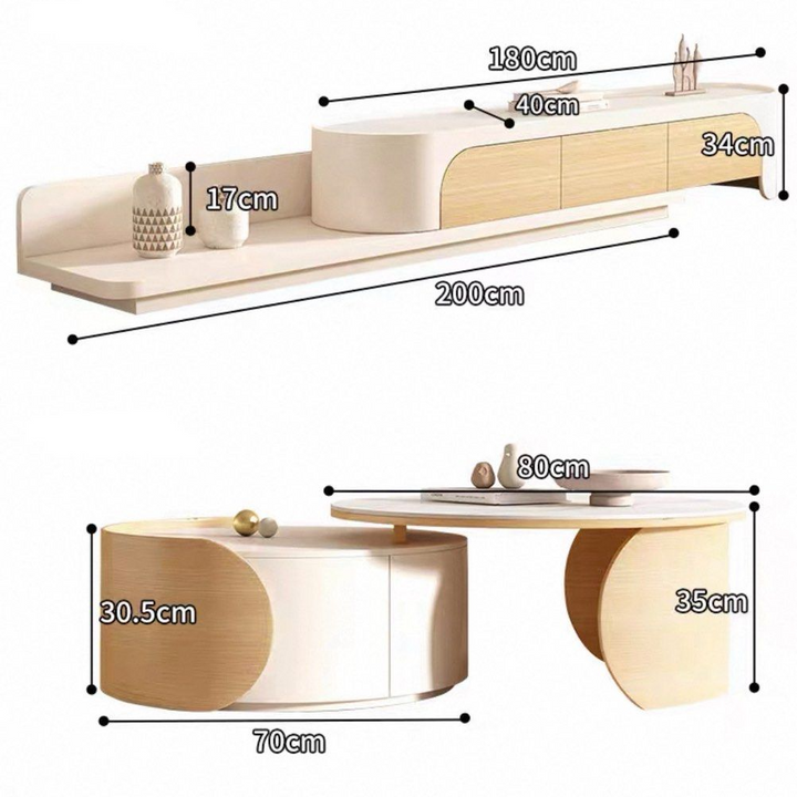 HURLEO Japandi Extendable TV Console & Coffee Table - Radical Homes Singapore
