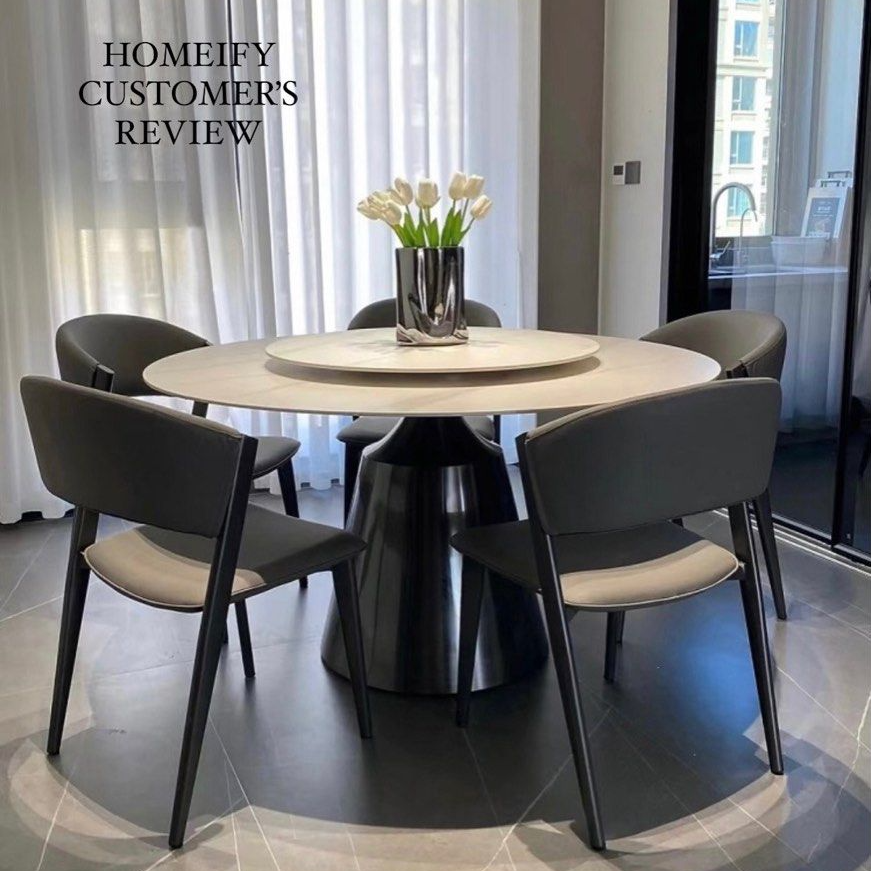 MACK Round Marble Dining Table With Lazy Susan - Radical Homes Singapore