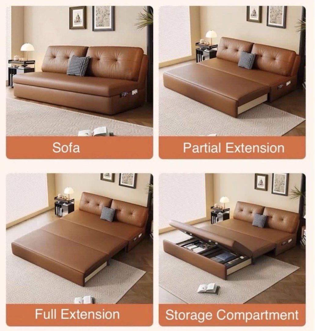 ZANI Scratch Resistant Leather Storage Sofa Bed - Radical Homes Singapore