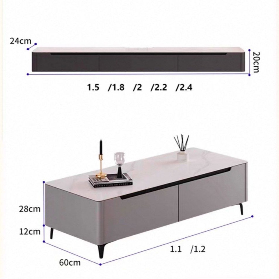 RUSO Modern Sintered Stone Floating TV Console - Radical Homes Singapore