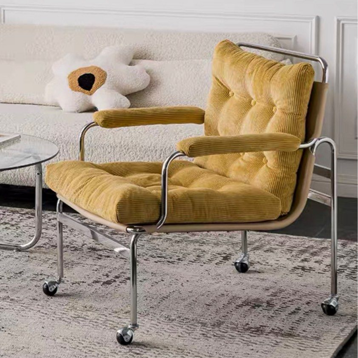 WHITNEY Modern Armchair With Wheels - Radical Homes Singapore