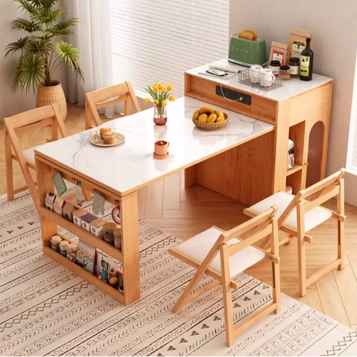 LAUFEN Modern Sintered Stone Extendable Island Dining Table - Radical Homes Singapore
