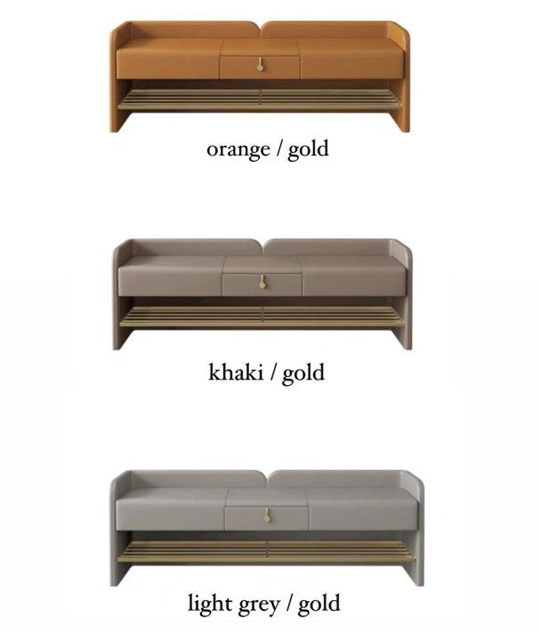 BANYAN Modern Leather Bench With Drawer - Radical Homes Singapore