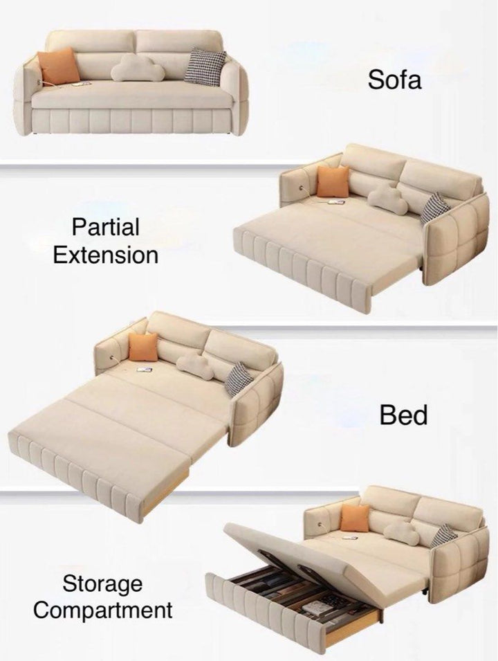 VERANDO Modern Leathaire Storage Sofa Bed - Radical Homes Singapore