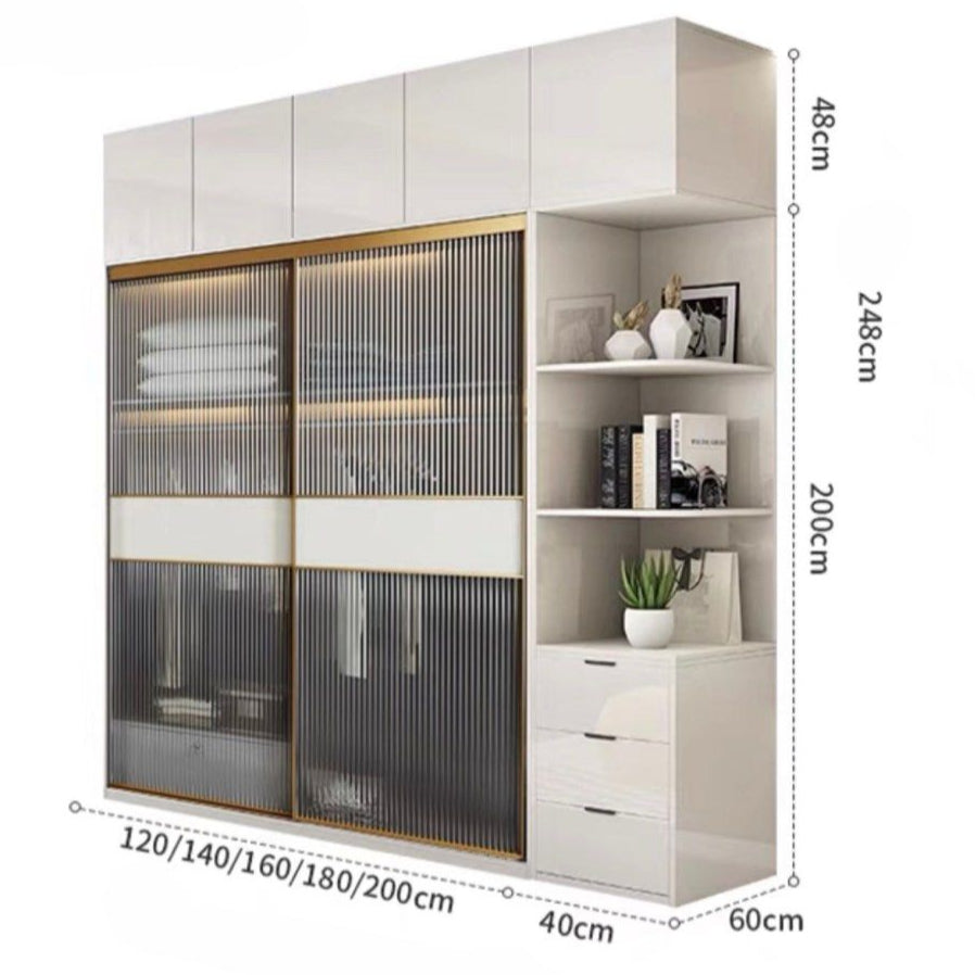 TULLIA Modern Gold & White Wardrobe - Radical Homes Singapore