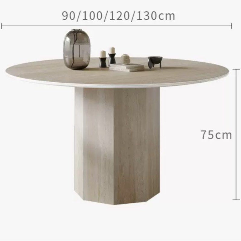 SKYLAR Modern Travertine Round Dining Table - Radical Homes Singapore