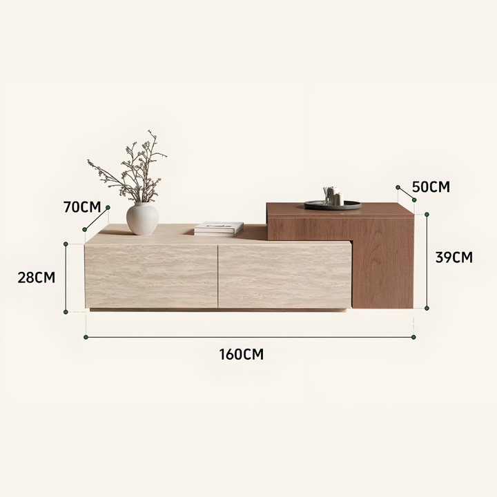 MUKUN Travertine Storage Coffee Table - Radical Homes Singapore