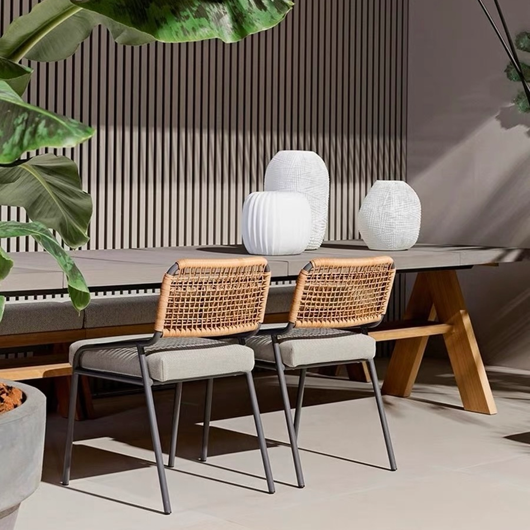 TARYQOVA Modern Outdoor Sintered Stone Dining Table and Chairs - Cassa Haus Singapore