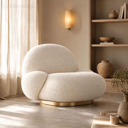 METOLE Modern Boucle Lounge Chair - Cassa Haus Singapore