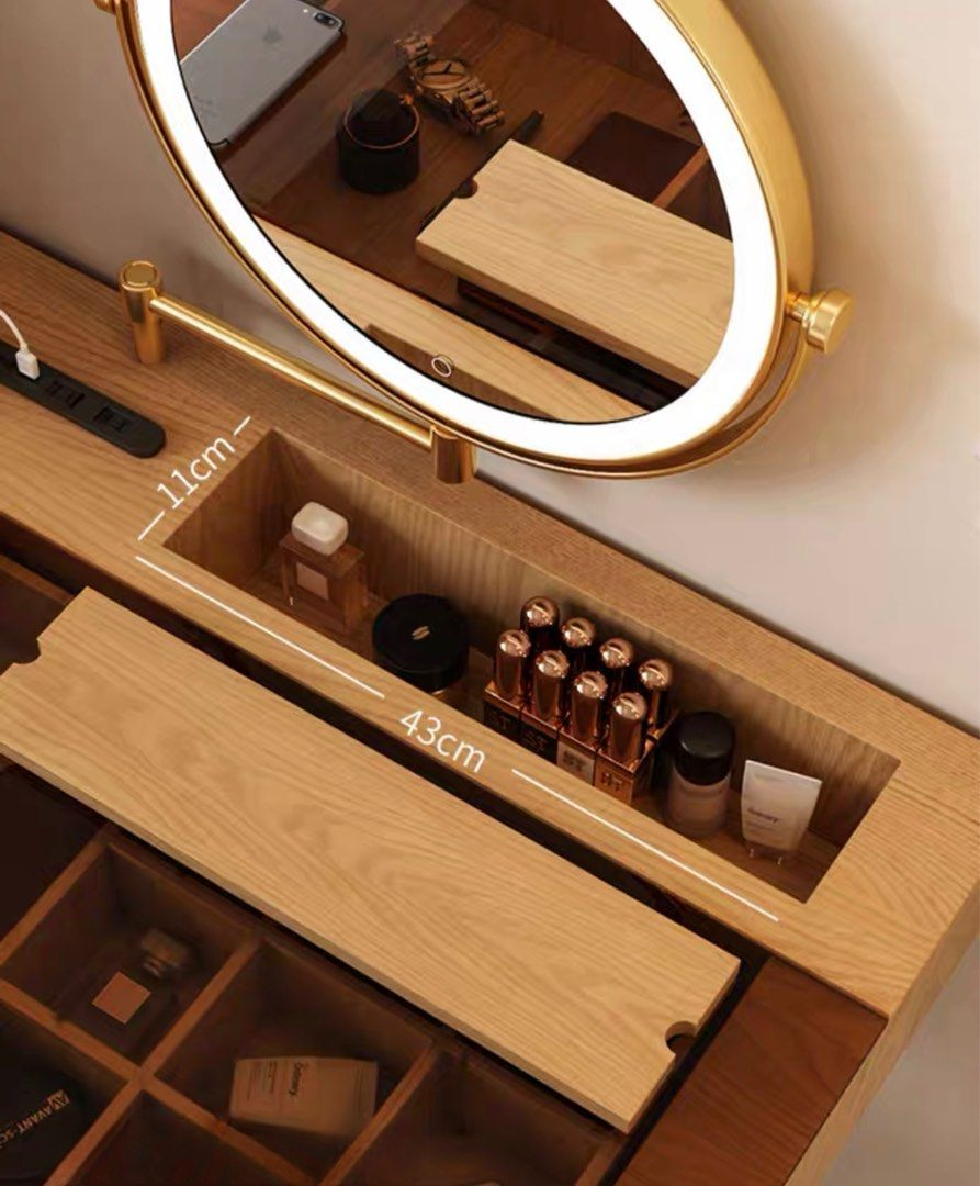 OAKRIEL Modern Oak Wood Vanity Table Set - Cassa Haus Singapore