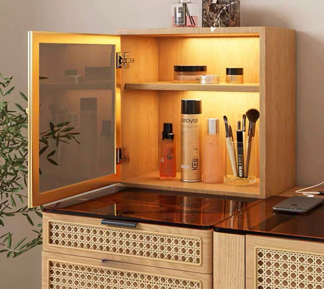 OAKRIEL Modern Oak Wood Vanity Table Set - Cassa Haus Singapore