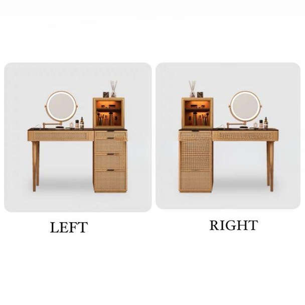 OAKRIEL Modern Oak Wood Vanity Table Set - Cassa Haus Singapore