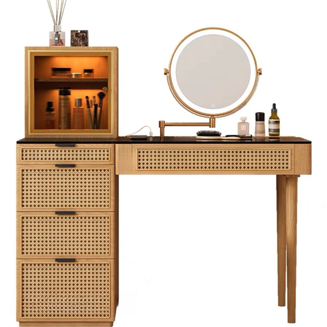 OAKRIEL Modern Oak Wood Vanity Table Set - Cassa Haus Singapore