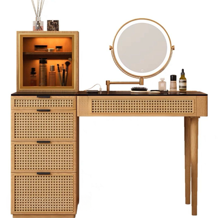 OAKRIEL Modern Oak Wood Vanity Table Set - Cassa Haus Singapore