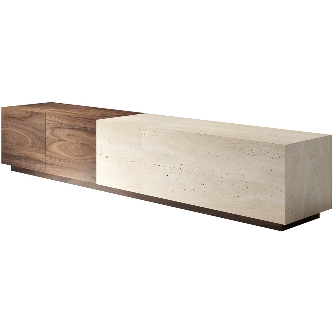 TRAVINO Modern Travertine TV Console - Radical Homes Singapore