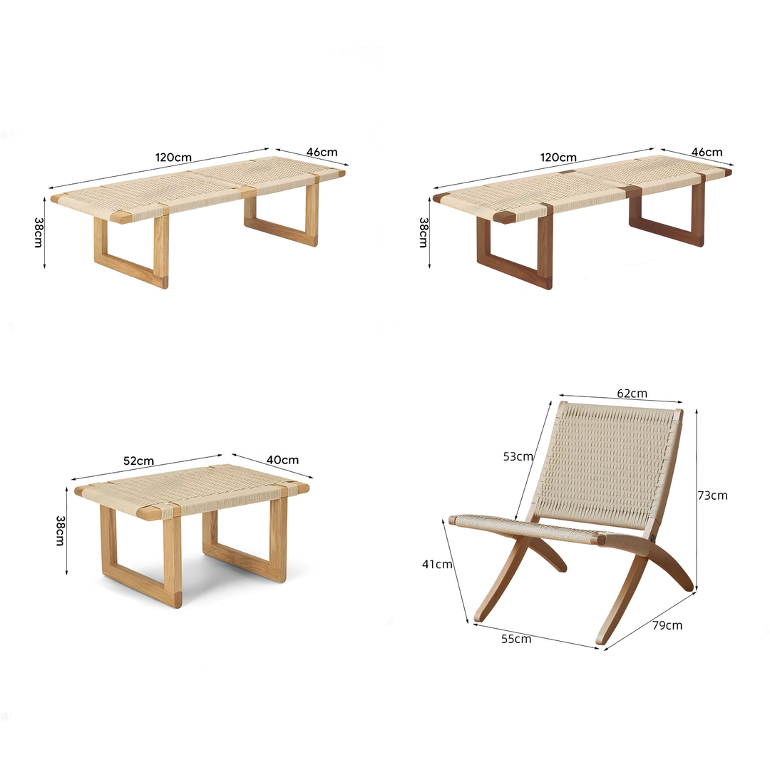 ORVENA Rustic Rattan Bench - Cassa Haus Singapore