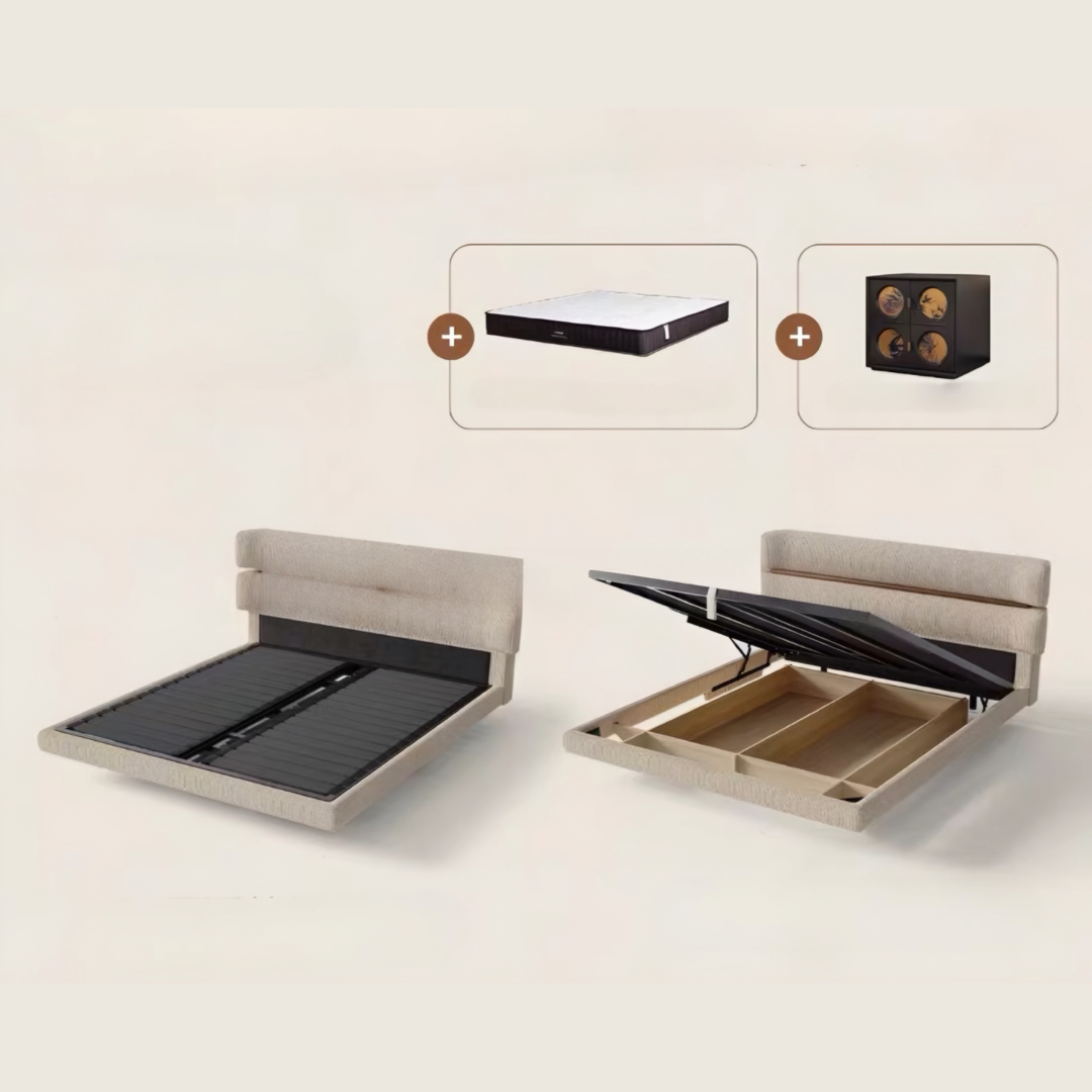 LUCERNO Modern Fabric Floating Bedframe - Radical Homes Singapore
