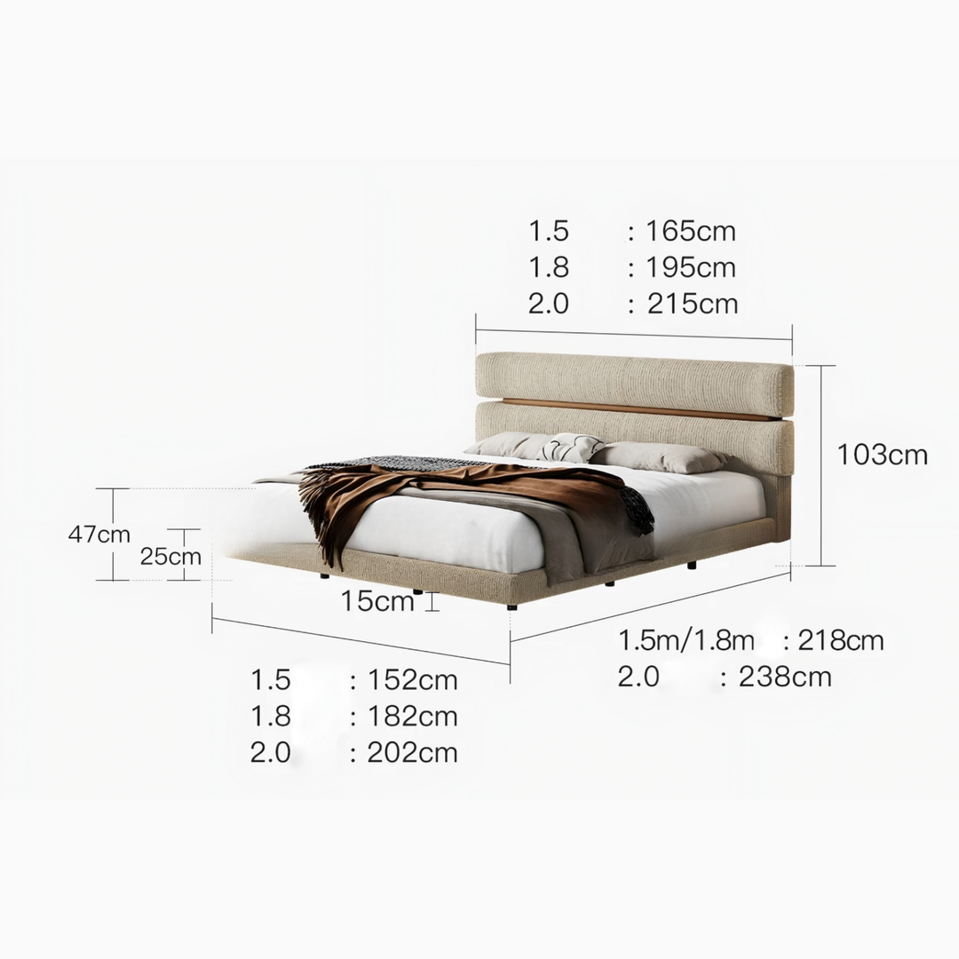 LUCERNO Modern Fabric Floating Bedframe - Radical Homes Singapore