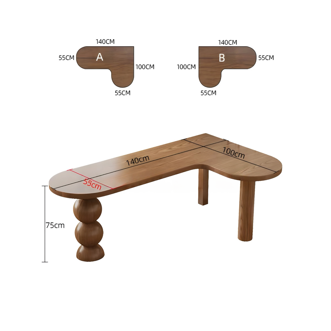 VINCENZO Modern Solid Wood L Shaped Study Table - Cassa Haus Singapore