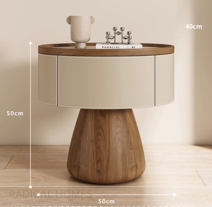 RAVENO Modern Saddle Leather Bedside Table (INSTOCK)