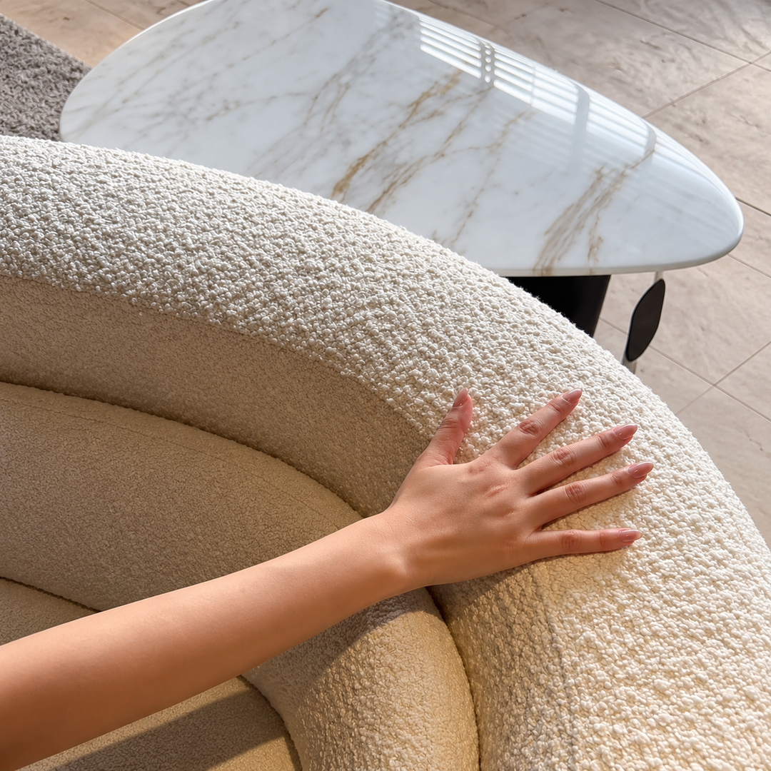 BEZIER Modern Curved Boucle Sofa - Cassa Haus Singapore