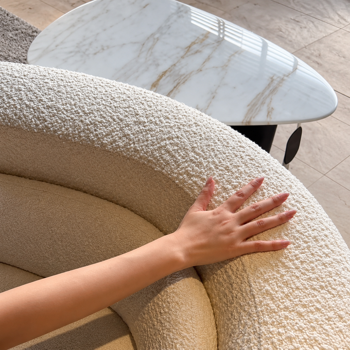 BEZIER Modern Curved Boucle Sofa - Cassa Haus Singapore