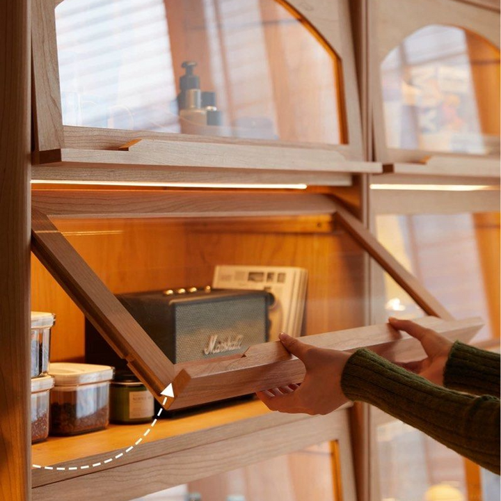 KAYLA Modern Cherry Wood Display Shelf - Radical Homes Singapore