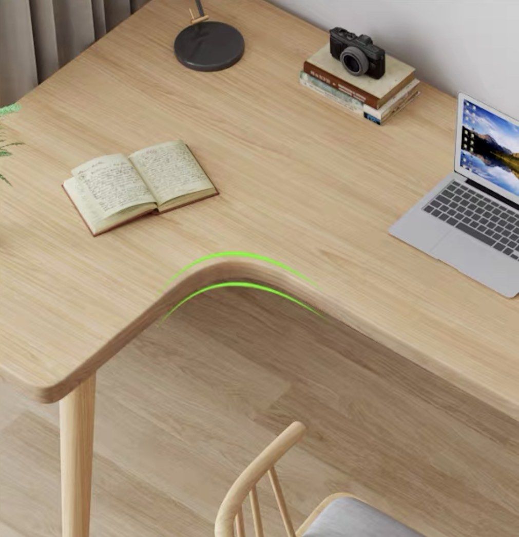 HURLEY Curved Solid Wood Study Desk - Radical Homes Singapore