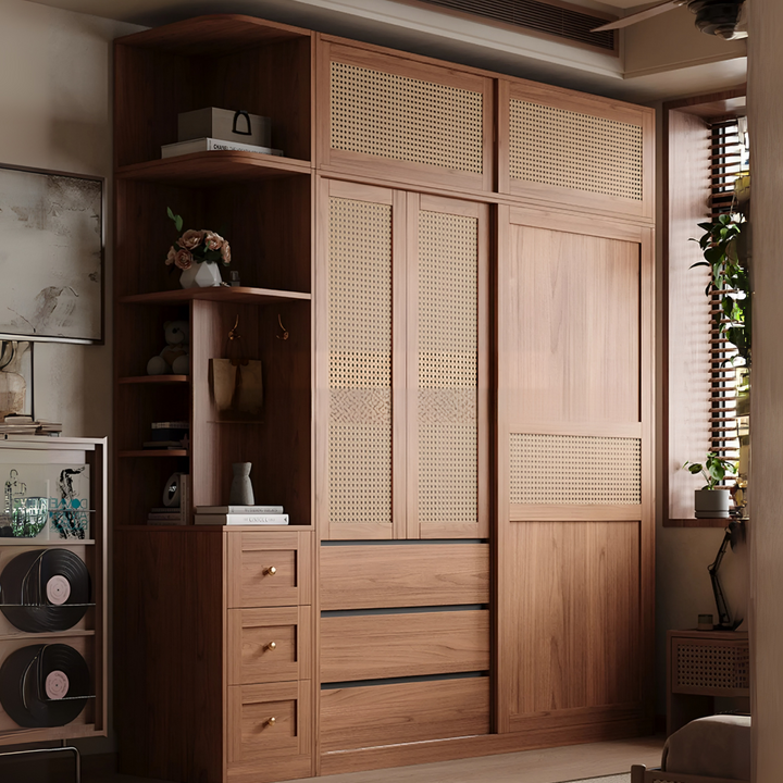 FLORENZO Rustic Solid Wood Wardrobe