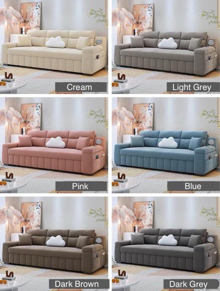 DAN Modern Velvet Storage Sofa Bed - Radical Homes Singapore