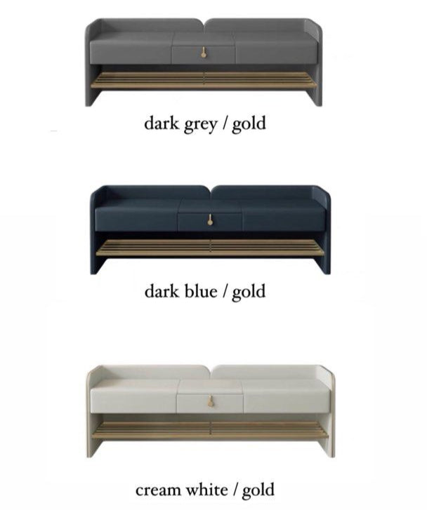 BANYAN Modern Leather Bench With Drawer - Radical Homes Singapore