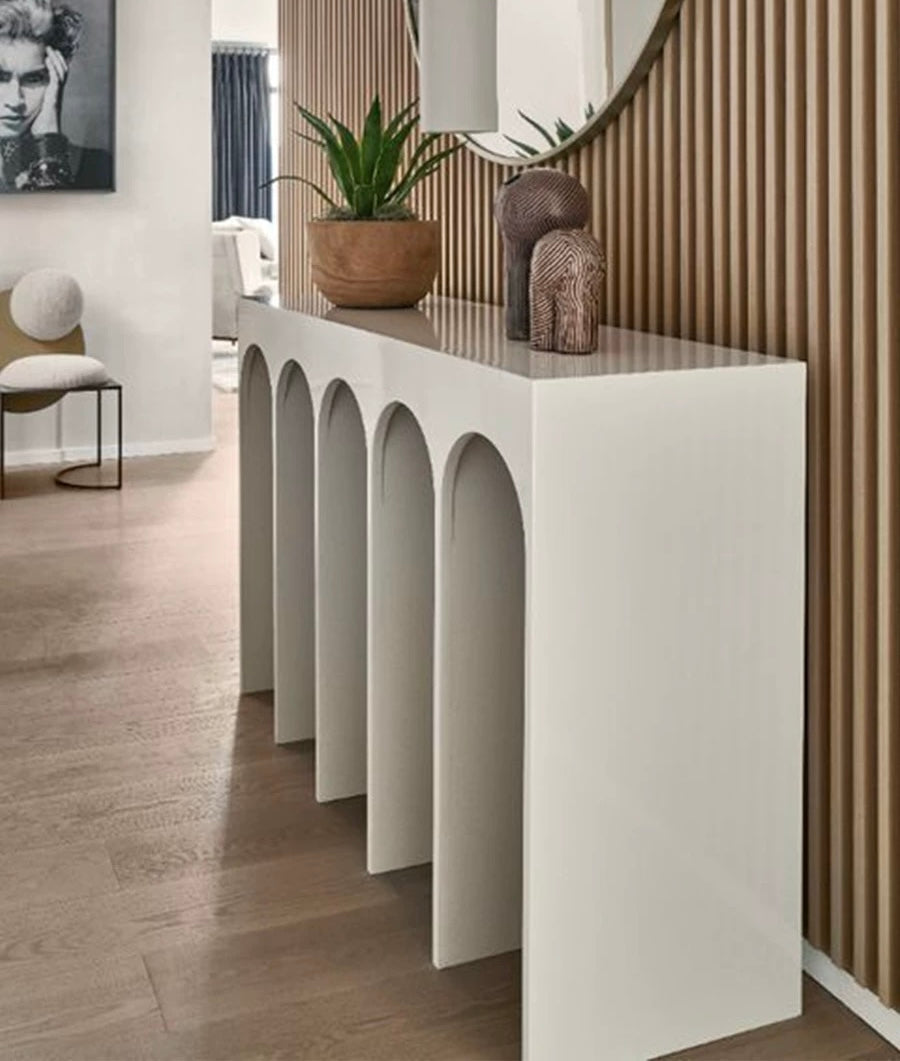 MUEDA Modern White Console Table (Instock) - Radical Homes Singapore