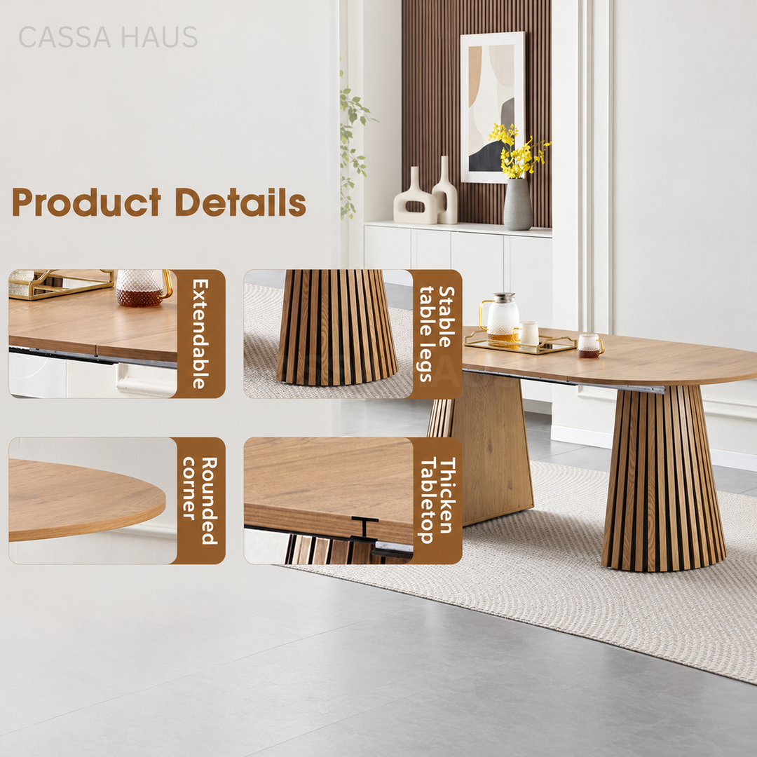 CAROLI Modern Solid Wood Extendable Dining Table - Cassa Haus Singapore