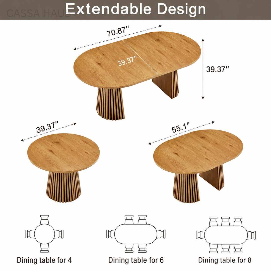 CAROLI Modern Solid Wood Extendable Dining Table - Cassa Haus Singapore