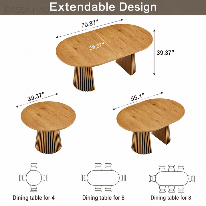 CAROLI Modern Solid Wood Extendable Dining Table - Cassa Haus Singapore