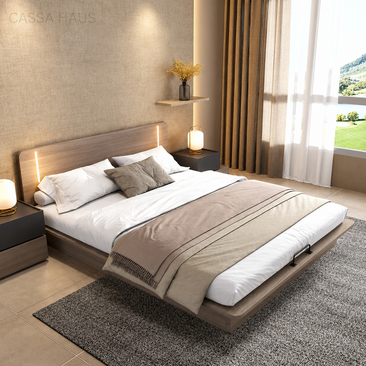 ODIER Modern Platform Storage LED Bedframe - Cassa Haus Singapore