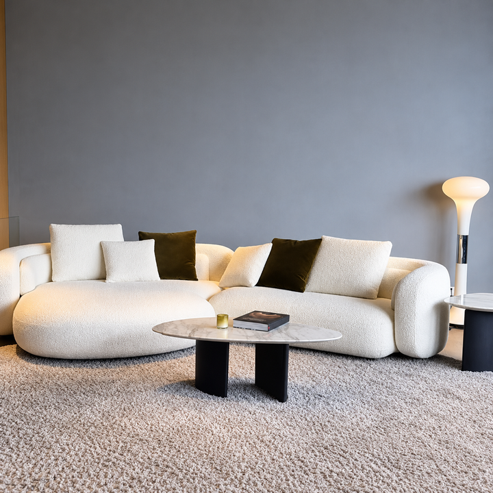 BEZIER Modern Curved Boucle Sofa - Cassa Haus Singapore
