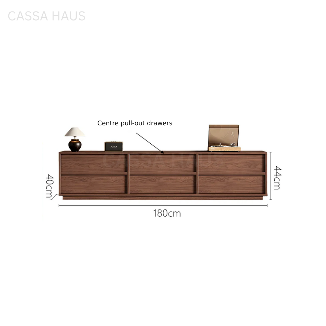 ADOLE Modern Extendable Solid Wood TV Console - Cassa Haus Singapore