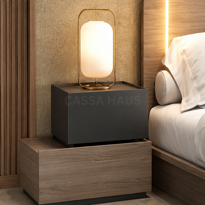 ODIER Modern Platform Storage LED Bedframe - Cassa Haus Singapore