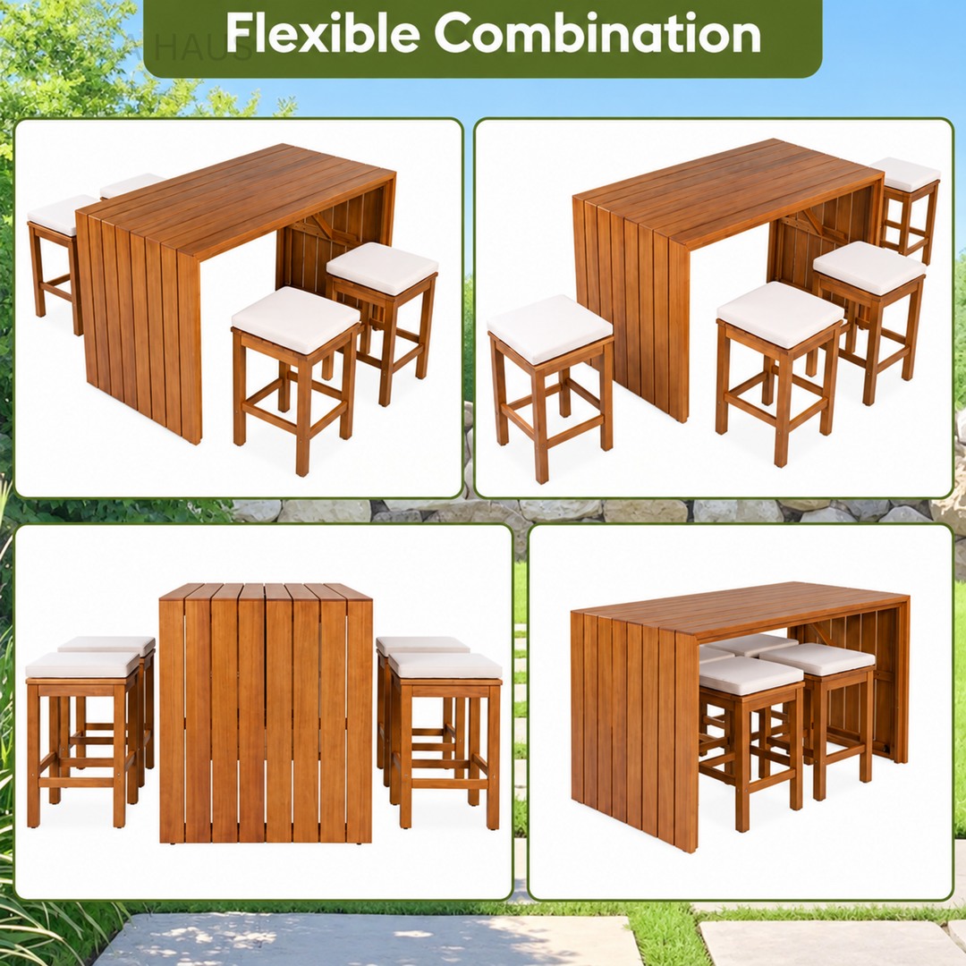 ROMI Modern Solid Wood Outdoor Bar Table & Stools - Cassa Haus Singapore