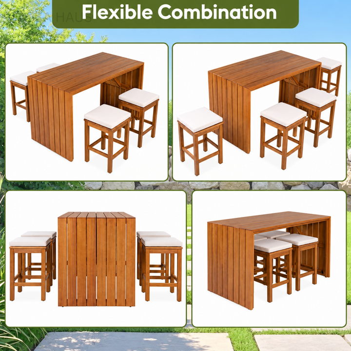 ROMI Modern Solid Wood Outdoor Bar Table & Stools - Cassa Haus Singapore
