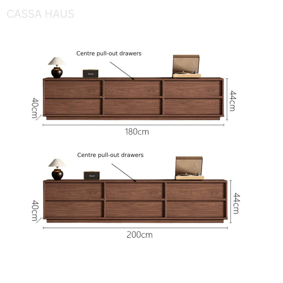 ADOLE Modern Extendable Solid Wood TV Console - Cassa Haus Singapore