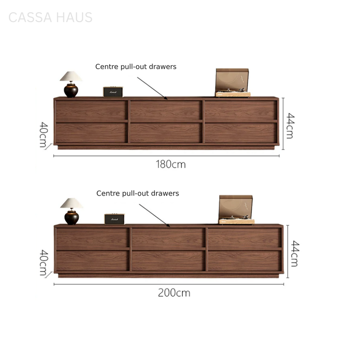 ADOLE Modern Extendable Solid Wood TV Console - Cassa Haus Singapore