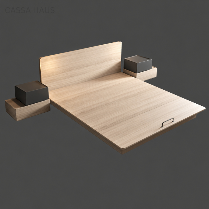 ODIER Modern Platform Storage LED Bedframe - Cassa Haus Singapore
